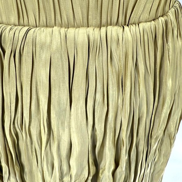 Esqualo Womens Gold Crinkle Pleated midi Skirt US 6 EU 36 Polyester Blend Lined - Picture 4 of 8